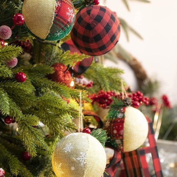 NEW Christmas Burlap Farmhouse Christmas Ornaments NWT‎ 12 pcs - Picture 3 of 10